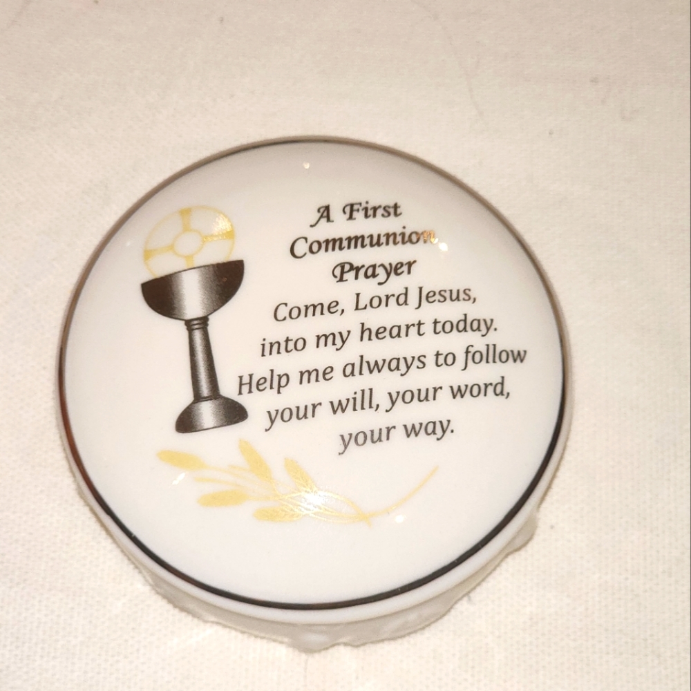 Irish Belleek Communion Prayer Box